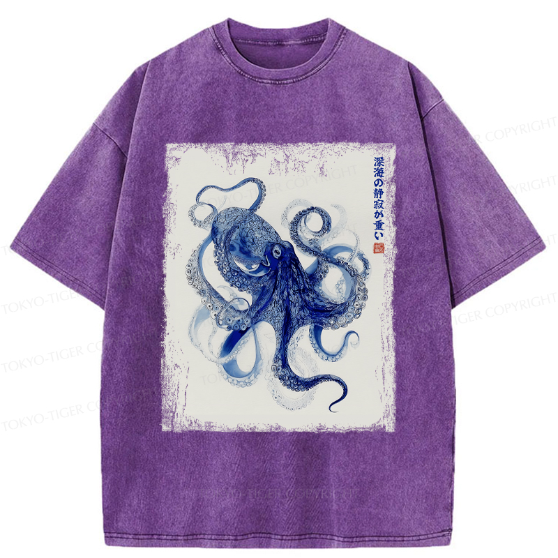 Tokyo-Tiger In The Deep: The Octopus’s Journey Washed T-Shirt