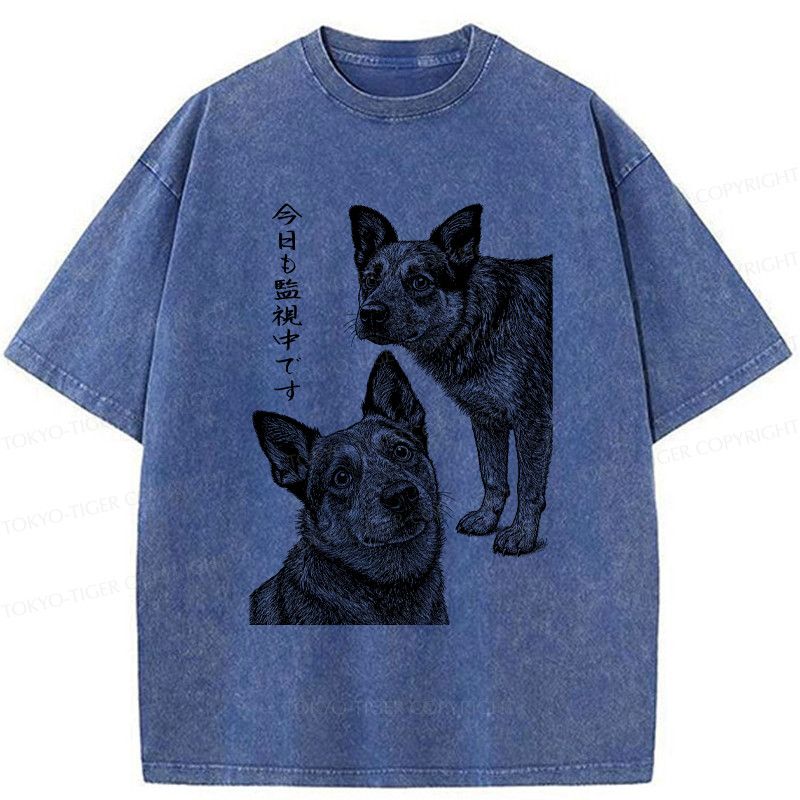 Tokyo-Tiger The Dog is Watching Today Washed T-Shirt