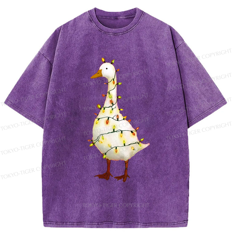 Tokyo-Tiger Funny Christmas Goose Washed T-Shirt
