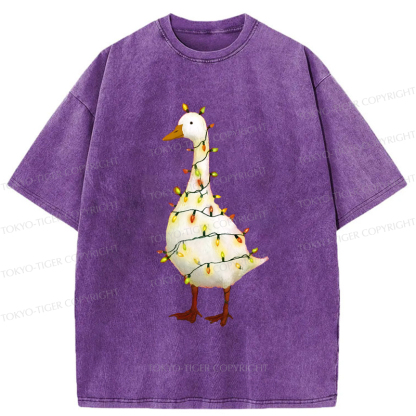 Tokyo-Tiger Funny Christmas Goose Washed T-Shirt