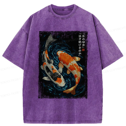 Tokyo-Tiger Eternal Currents: The Life Of A Fish Washed T-Shirt