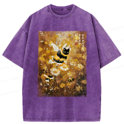 Tokyo-Tiger A Cat Swimming In A Sea Of Dreams Washed T-Shirt