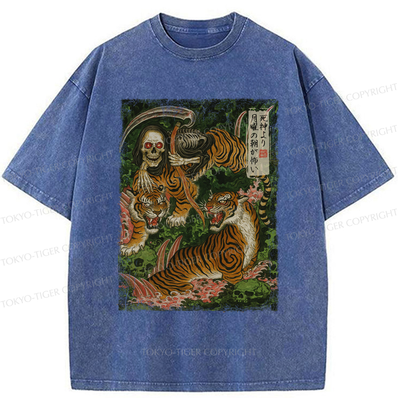 Tokyo-Tiger Death God And Tiger Washed T-Shirt