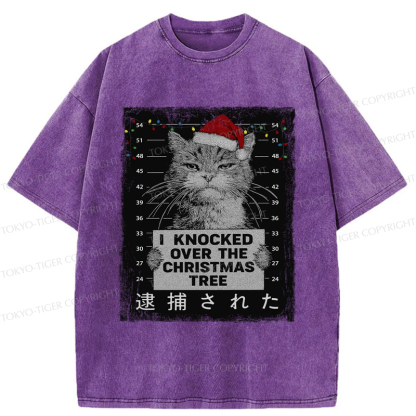Tokyo-Tiger Funny Christmas Cat：I knocked over The Christmas Tree Washed T-Shirt