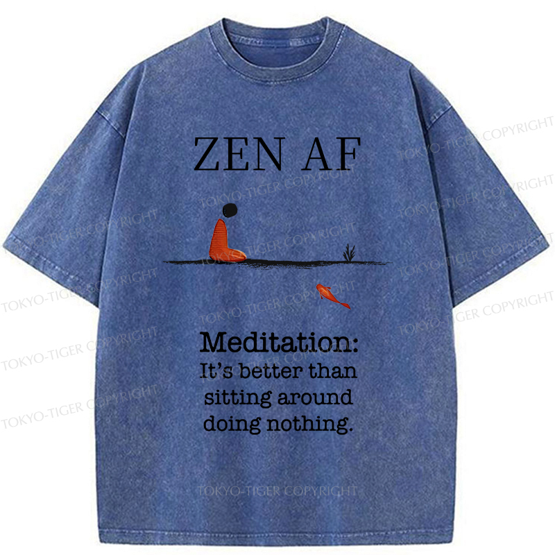 Tokyo-Tiger Zen Vibes Only: The Power of Meditation Washed T-Shirt