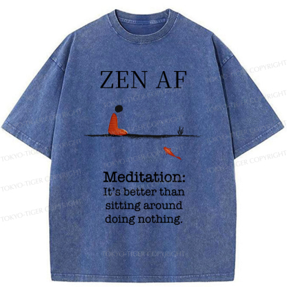 Tokyo-Tiger Zen Vibes Only: The Power of Meditation Washed T-Shirt