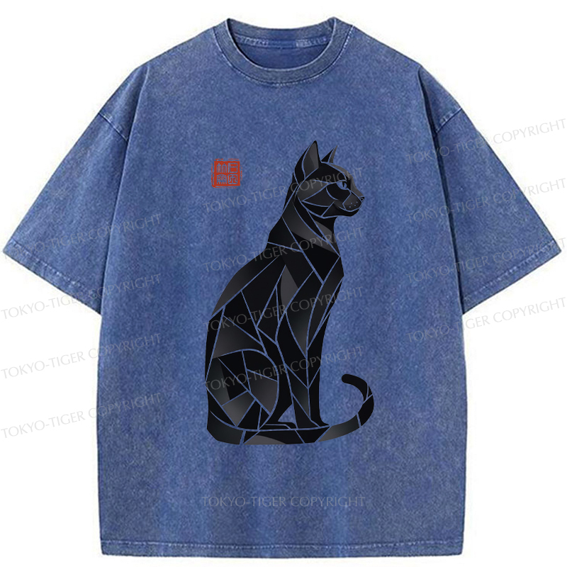 Tokyo-Tiger Mystic Cat: A Modern Design Washed T-Shirt