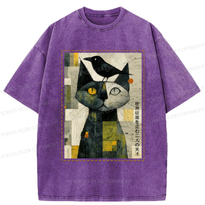 Tokyo-Tiger The Cat And The Crow Are Planning To Rule The World Washed T-Shirt