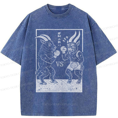 Tokyo-Tiger The Fight of the Century: Black Phillip vs Krampus Washed T-Shirt