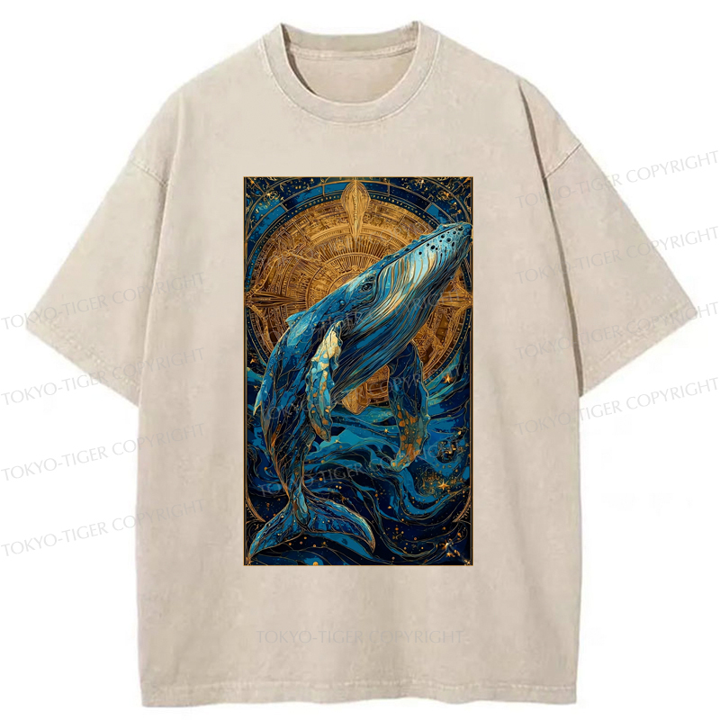 Tokyo-Tiger The Celestial Whale: Guardian Of The Stars Washed T-Shirt