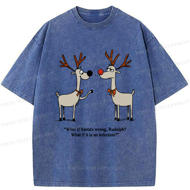 Tokyo-Tiger A Reindeer's Doubt: Rudolph's Red Nose Washed T-Shirt