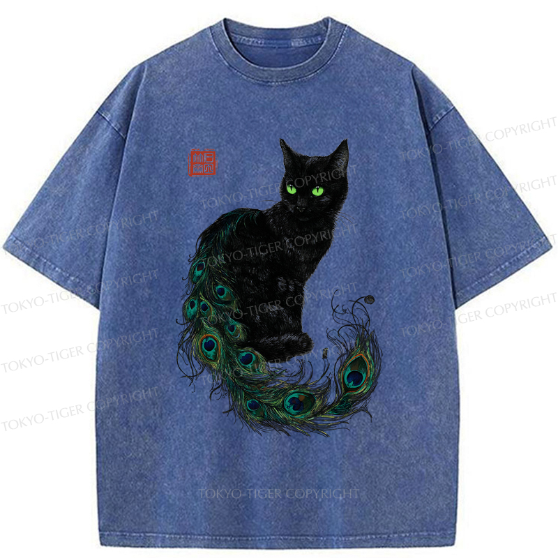 Tokyo-Tiger The Cat with a Peacock's Grace Washed T-Shirt