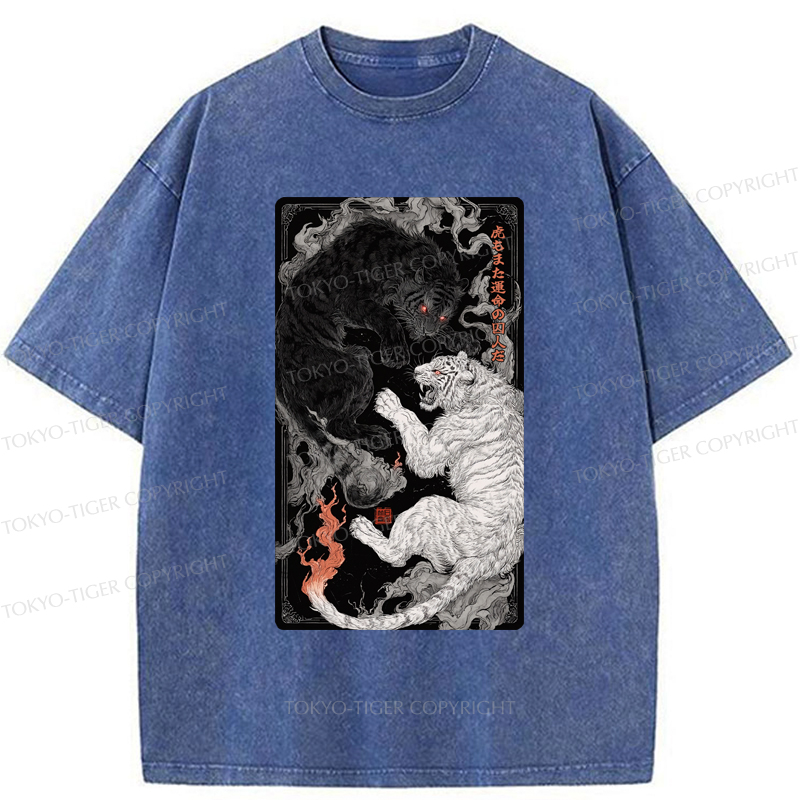 Tokyo-Tiger Tigers Locked In An Epic Battle Washed T-Shirt