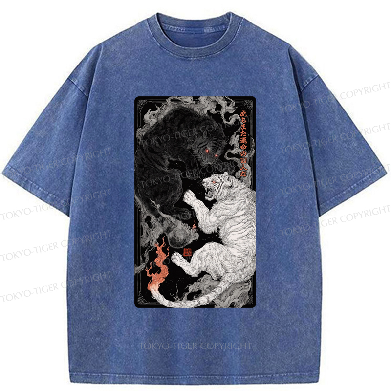 Tokyo-Tiger Tigers Locked In An Epic Battle Washed T-Shirt