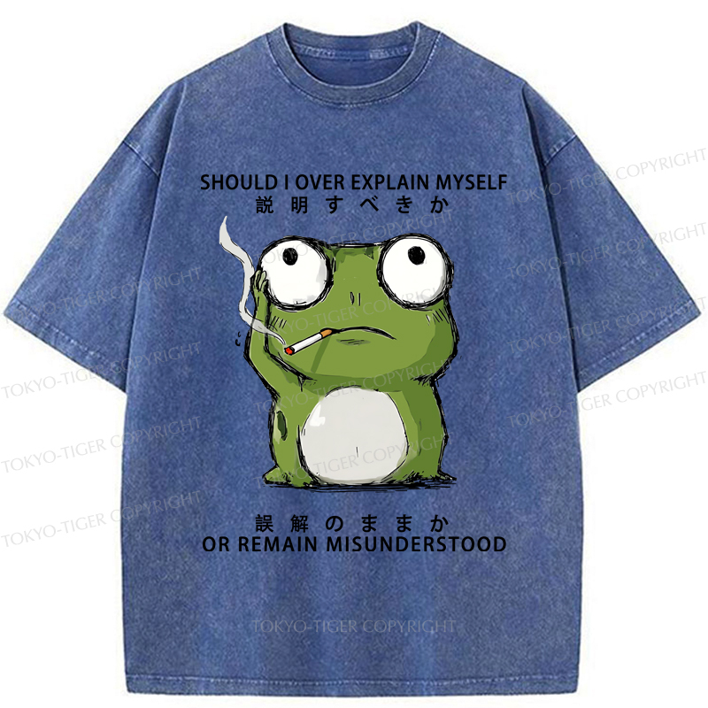 Tokyo-Tiger The Smoking Frog Of Philosophy Washed T-Shirt