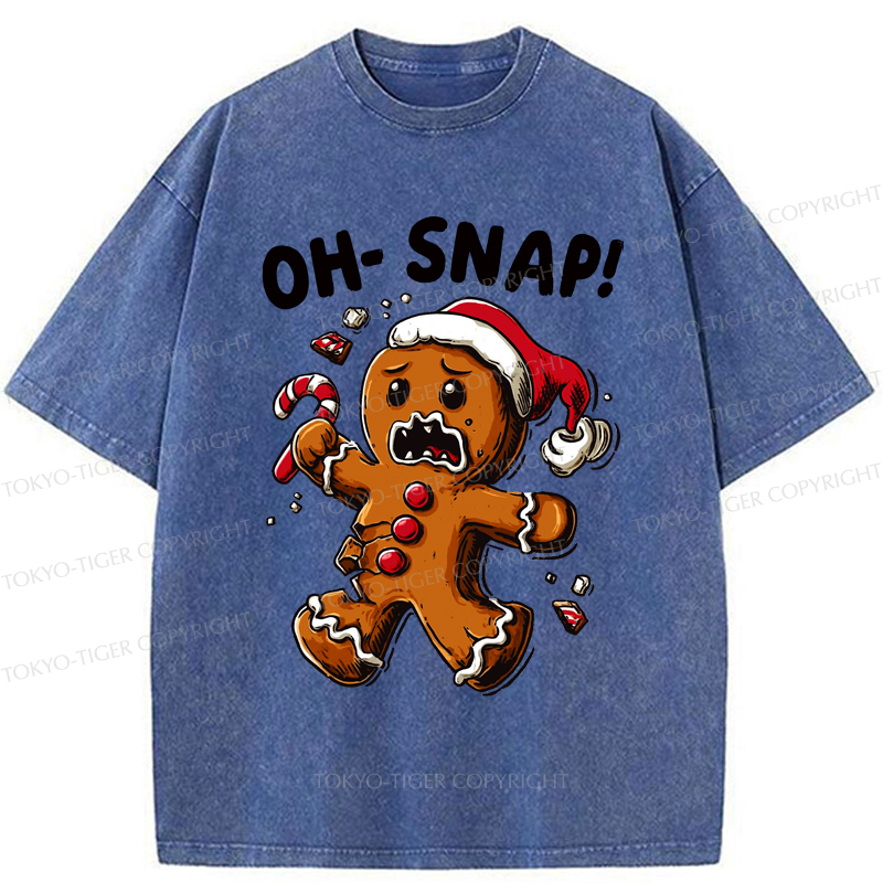 Tokyo-Tiger Oh Snap The Gingerbread Man's Christmas Chaos Washed T-Shirt