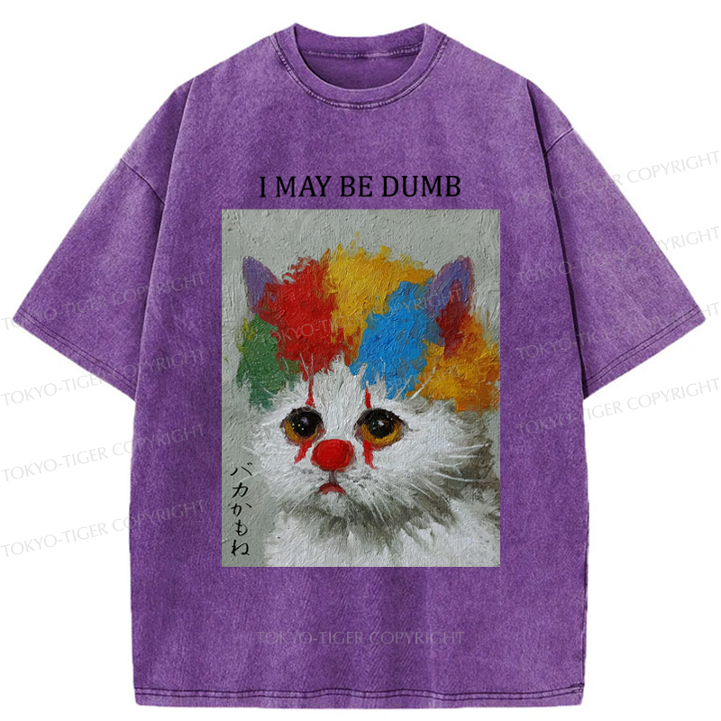 Tokyo-Tiger Funny Clown Cat：I May Be Dumb Washed T-Shirt
