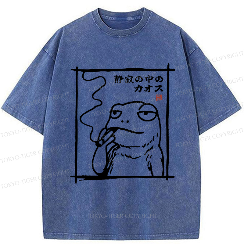 Tokyo-Tiger Chaos in the Silence of the Frog Washed T-Shirt