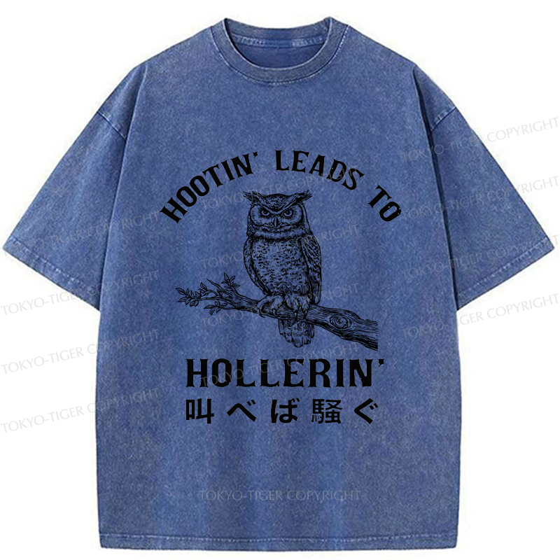 Tokyo-Tiger Hootin' Leads to Hollerin' Funny Owl Washed T-Shirt