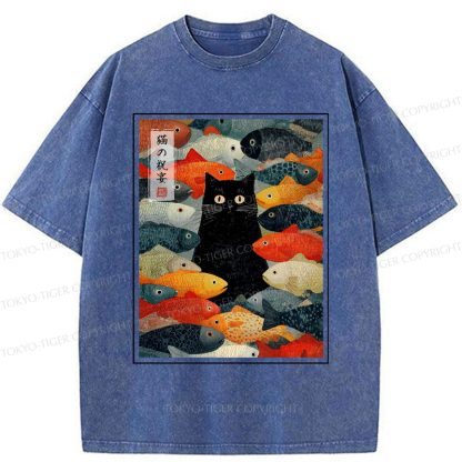 Tokyo-Tiger The Cat's Feast of Fish Washed T-Shirt