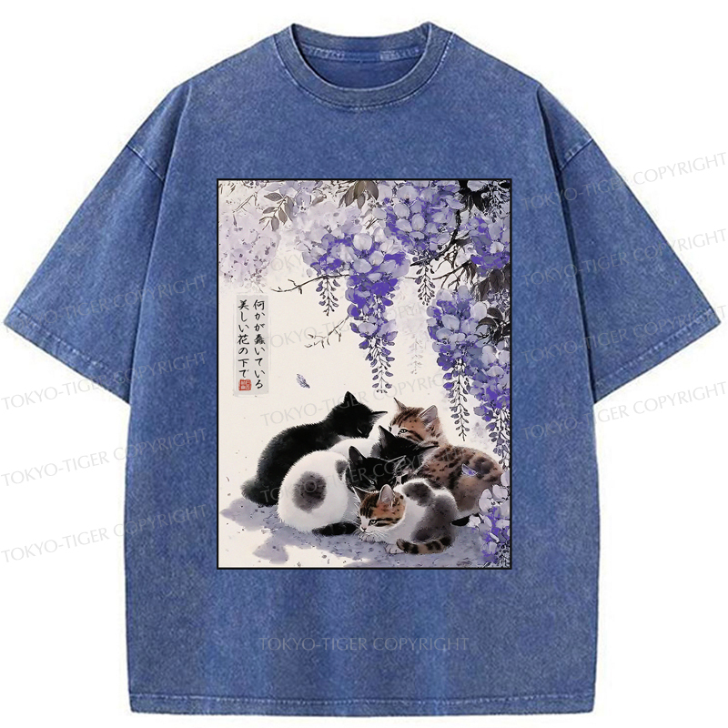 Tokyo-Tiger Cats plotting under the wisteria T-Shirt