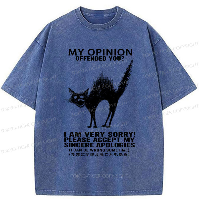 Tokyo-Tiger No Offense Cat Washed T-Shirt