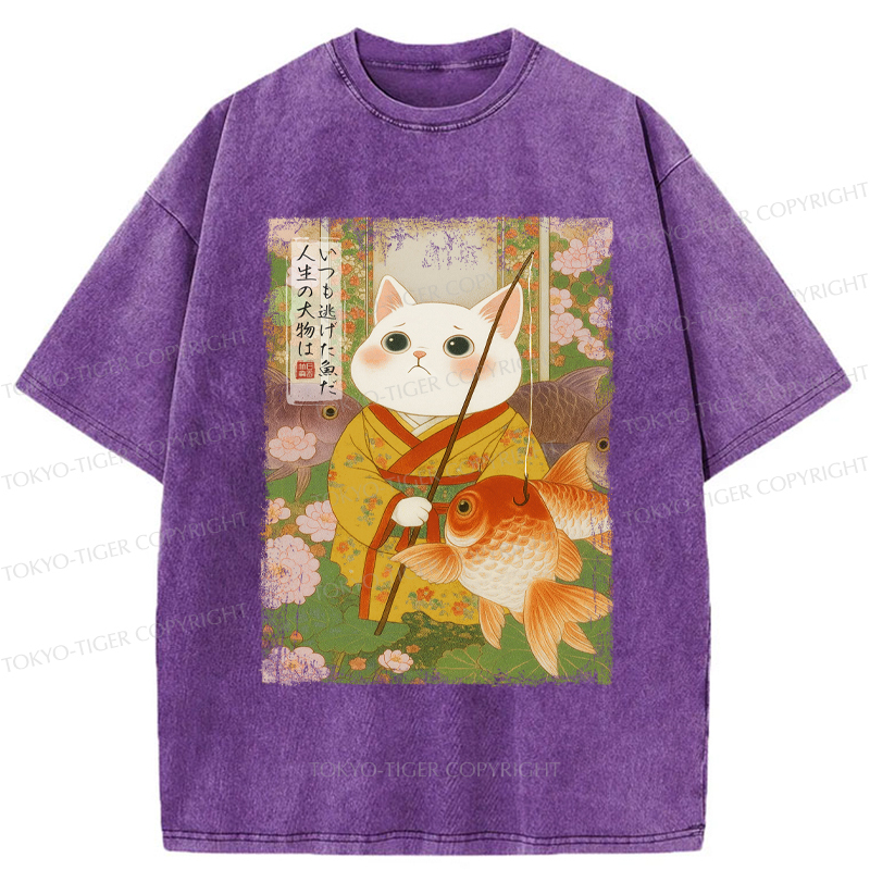 Tokyo-Tiger A Tale of Cat and Fish Washed T-Shirt