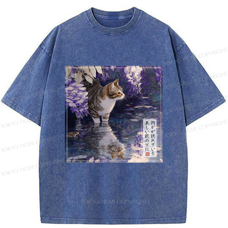 Tokyo-Tiger The Secrets of Wisteria Blooms Washed T-Shirt