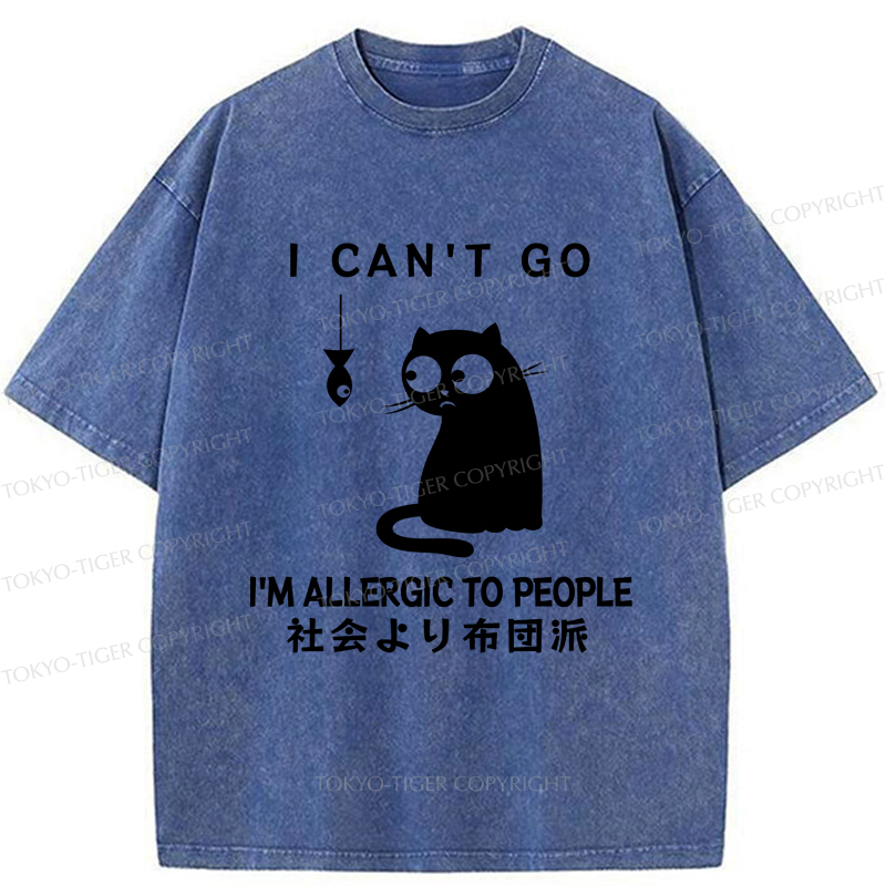 Tokyo-Tiger Cats Allergic To Humans Washed T-Shirt