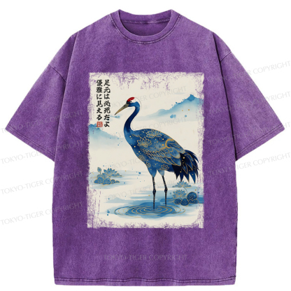 Tokyo-Tiger The Graceful Crane: Struggles Beneath the Surface Washed T-Shirt