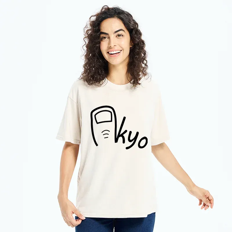 Tokyo-Tiger Tokyo Creative Text Washed T-Shirt