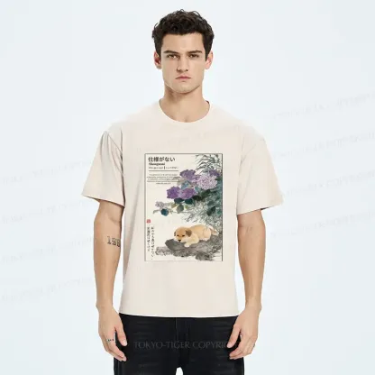 Tokyo-Tiger The Dog And The Hydrangeas Washed T-Shirt