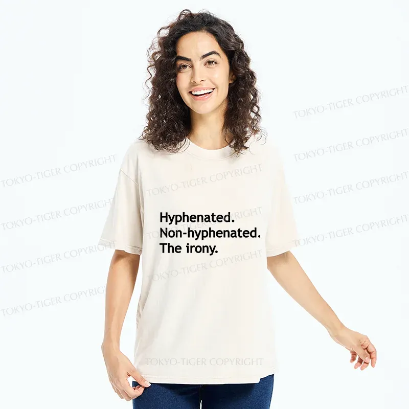 Tokyo-Tiger Hyphenated Funny Washed T-Shirt