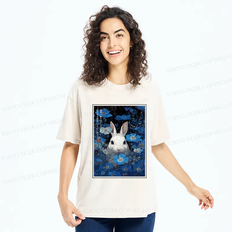 Tokyo-Tiger Whispers Of The Rabbit Among The Flowers Washed T-Shirt