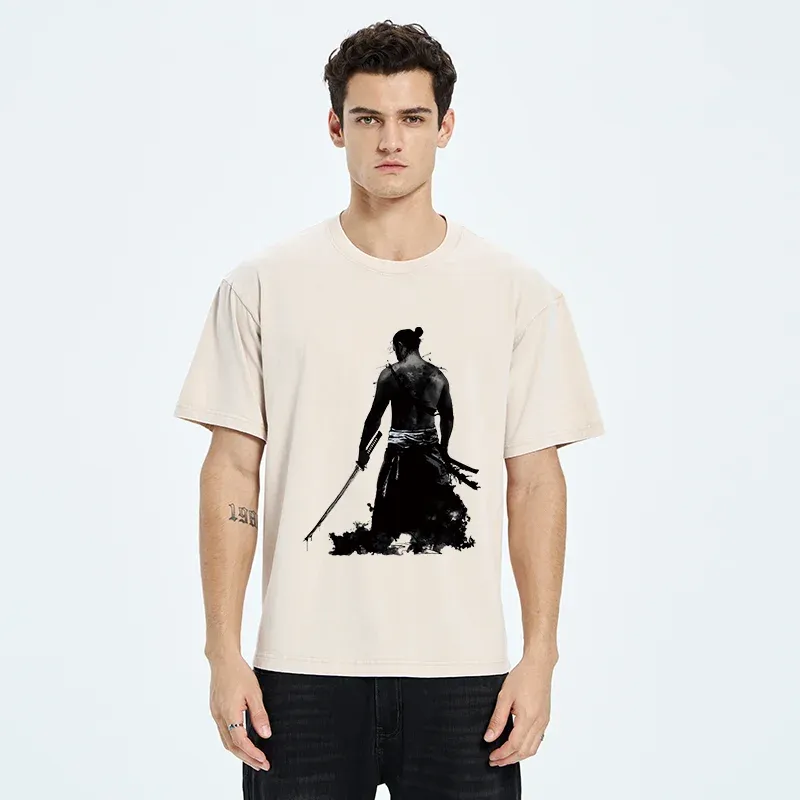 Tokyo-Tiger Strong Japanese Samurai Washed T-Shirt