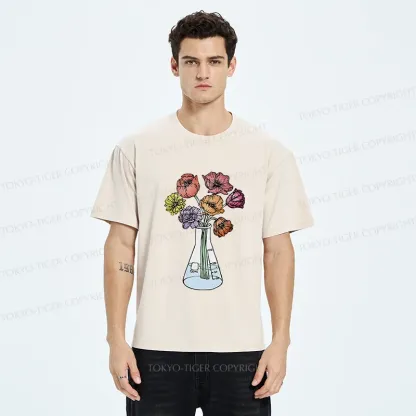 Tokyo-Tiger Beaker Flower Art Washed T-Shirt