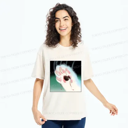 Tokyo-Tiger Ukiyoe Cat Paw Washed T-Shirt