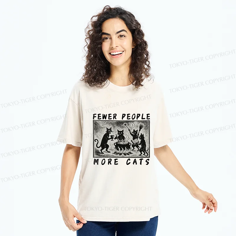 Tokyo-Tiger More Cats Funny Washed T-Shirt