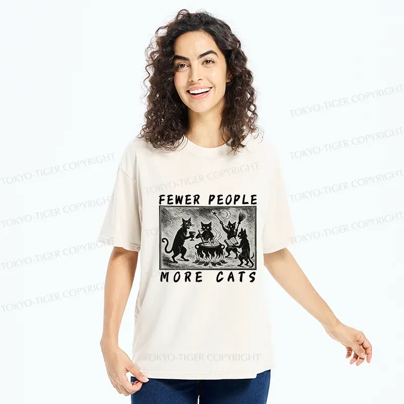 Tokyo-Tiger More Cats Funny Washed T-Shirt