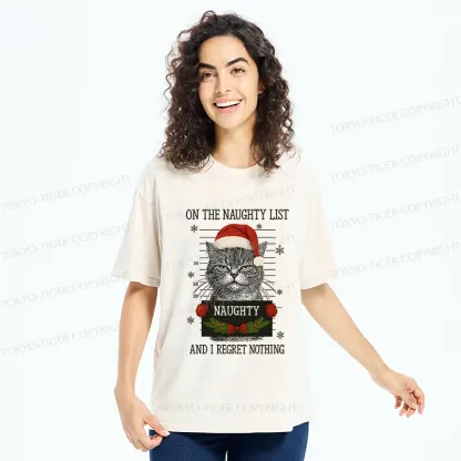 Tokyo-Tiger Christmas Naughty Cat Washed T-Shirt