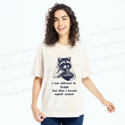 Tokyo-Tiger Raccoon Eating Ramen Japanese Washed T-Shirt