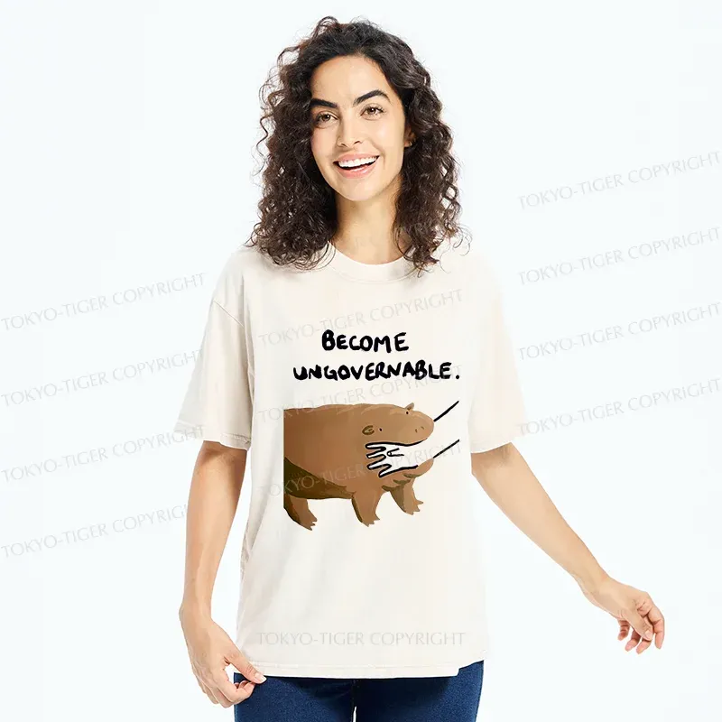 Tokyo-Tiger Moo Deng Bites Someone's Arm Washed T-Shirt