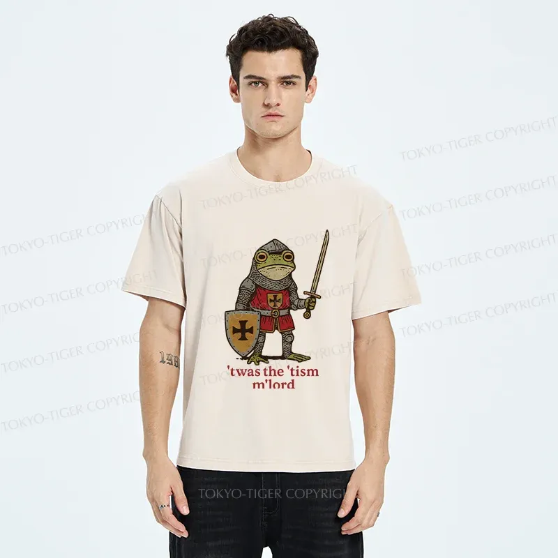 Tokyo-Tiger Frog Knight Funny Washed T-Shirt
