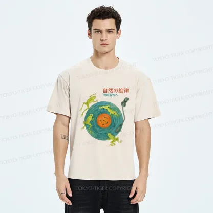 Tokyo-Tiger Frog Art Record Washed T-Shirt