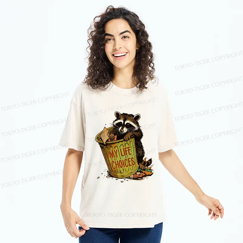 Tokyo-Tiger Raccoon Life Choices Washed T-Shirt