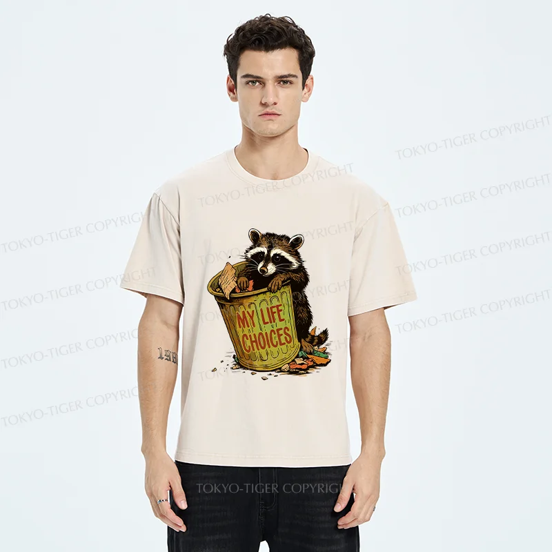 Tokyo-Tiger Raccoon Life Choices Washed T-Shirt