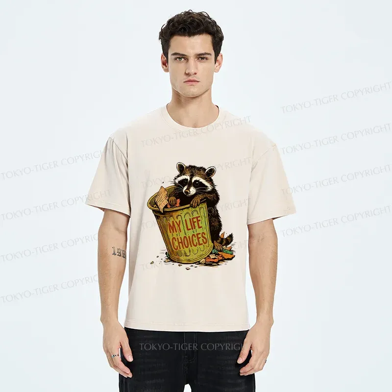 Tokyo-Tiger Raccoon Life Choices Washed T-Shirt