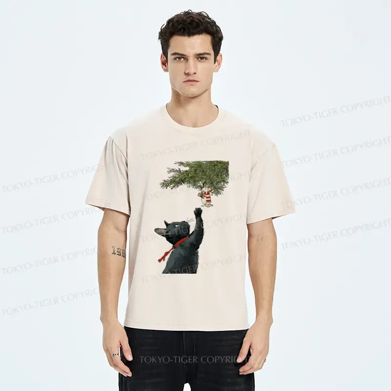Tokyo-Tiger A Christmas Tale: The Cat And The Mouse Washed T-Shirt
