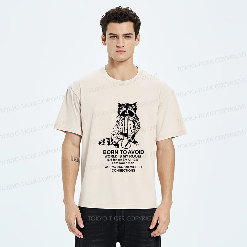 Tokyo-Tiger Raccoon Meme Washed T-Shirt