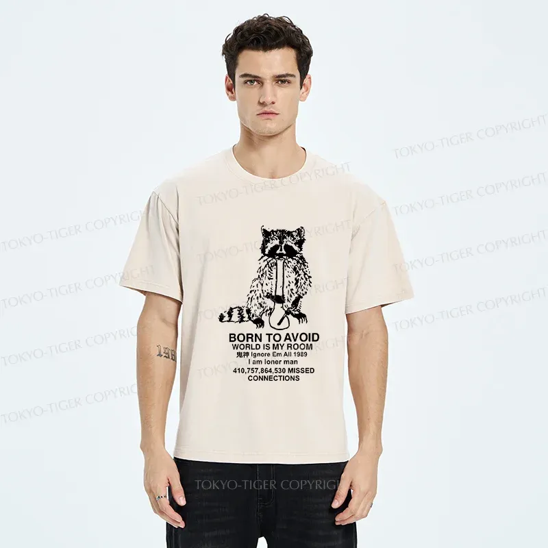 Tokyo-Tiger Raccoon Meme Washed T-Shirt